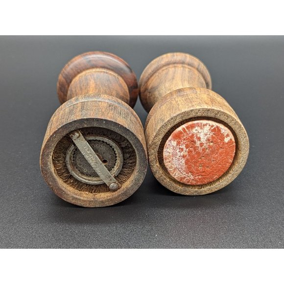 Vintage Peter Piper Salt and Pepper Mill Shakers Wood Grinder - Picture 7 of 11